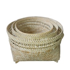 Woven Rattan Basket White Wash Set Of 3