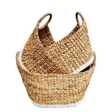 Woven Water Hyacinth Oval Basket Set Of 3