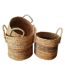 Woven Banana Leaf Round Basket With Macrame 25 cm