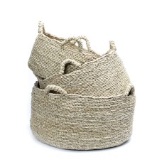 Woven Straw Grass Basket Natural Set Of 3