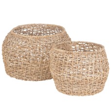 Natural Woven Banana Leaf Basket Set Of 2