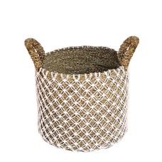 Woven Water Hyacinth Cotton Basket Natural 33 cm