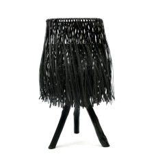 Woven Rattan Table Lampshade Black 45 cm