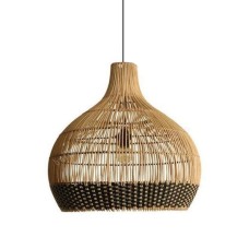 Woven Rattan Pendant Lampshade Natural Black 45 cm