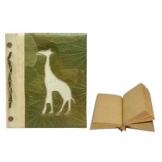 Natural Notebook Green Leaf Giraffe Motif Medium