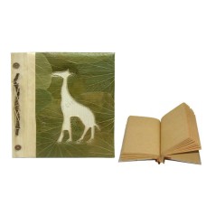 Natural Notebook Green Leaf Giraffe Motif Small