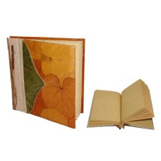 Natural Notebook Green Yellow Leaf Motif Medium