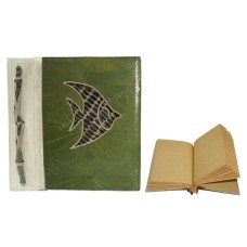 Natural Notebook Green Leaf Fish Motif Medium