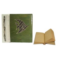 Natural Notebook Green Leaf Fish Motif Small