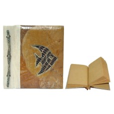 Natural Notebook Yellow Leaf Fish Motif Medium