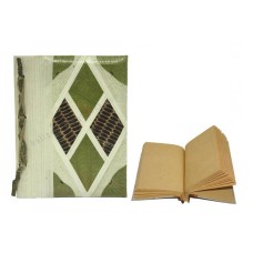 Natural Notebook Green Leaf Diamond Motif Medium