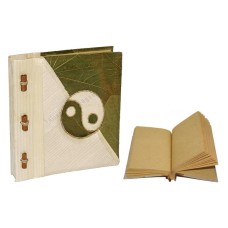 Natural Notebook Green Leaf Yin Yang Motif Medium