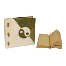 Natural Notebook Green Leaf Yin Yang Motif Small