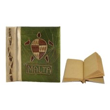 Natural Notebook Medium Green Leaf Turtle Motif MALTA