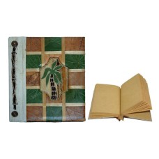 Natural Notebook Medium Green Yellow Leaf Palm Motif 