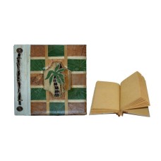 Natural Notebook Small Green Yellow Leaf Palm Motif 