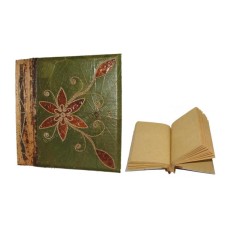 Natural Notebook Medium Hibiscus Green Leaf Flower Motif 