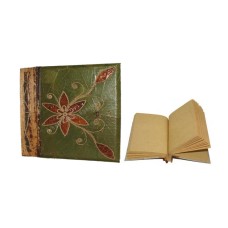 Natural Notebook Small Hibiscus Green Leaf Flower Motif 