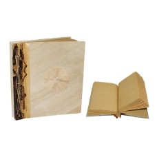 Medium Banana Bark Natural White Notebook Flower Motif