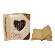 Natural Notebook Medium Banana Bark Heart Motif