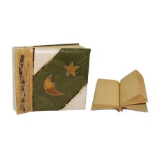 Natural Notebook Small Green Leaf Moon Star