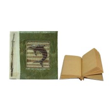 Small Natural Notebook Small Green Leaf Dolphin Motif