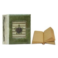 Natural Notebook Medium Green Leaf Turtle Motif