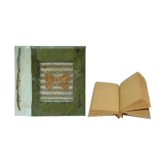 Natural Notebook Small Green Leaf Butterfly Motif