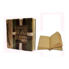 Natural Notebook Small Green Leaf Palm Motif