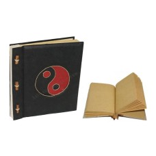 Natural Notebook Medium Black Red Yin Yang Motif 