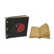 Natural Notebook Small Black Red Yin Yang Motif 