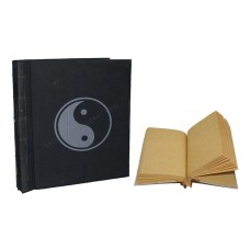 Natural Notebook Medium Black Grey Yin Yang Motif