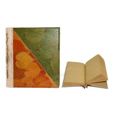 Natural Notebook Medium Green Yellow Leaf Motif