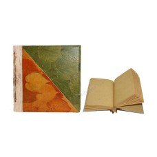 Natural Notebook Small Green Yellow Leaf Motif