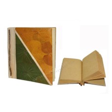 Natural Notebook Medium Yellow Green Leaf Motif