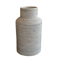 Rattan Flower Vase White Wash Finish