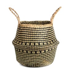 Woven Rattan Natural Black Plant Pot Basket 32 cm