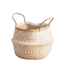 Woven Rattan Natural White Plant Pot Basket 22 cm