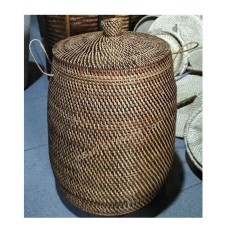 Rattan Brown Washed Laundry Basket With Lid 53 cm