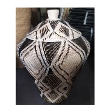 Rattan Vase Black White With Lid 60 cm