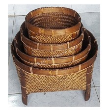 Rattan Brown Basket With Legs Set Of 4