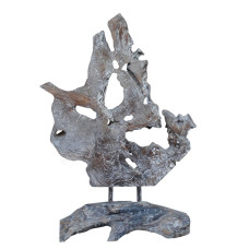 Wooden Ornament On Stand White Wash 110 cm