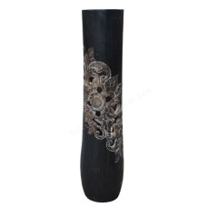 Carved Palm Trunk Black White 150 cm