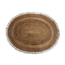 Brown Rattan Oval Dining Placemat With Shell 44 cm