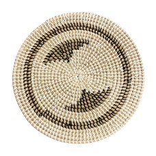 Round Rattan Dining Placemat Natural Black 38 cm