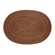 Woven Oval Rattan Dining Placemat Brown 44 cm