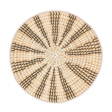 Round Rattan Dining Placemat Natural Black White 38 cm 