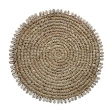 Straw Grass Dining Placemat Natural With Shell 38 cm