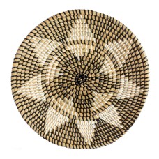 Round Rattan Dining Placemat Natural Black White 38 cm