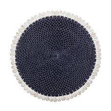 Rattan Round Dining Placemat Black With Shell 38 cm